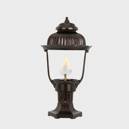 American Gas Lamp Works Heritage 1700R 12" Timeless Black Residential Pier Mount Aluminum Natural Gas Lamp With Dual Inverted Gas Mantle Light Assembly, Clear Glass Globe and Universal Finial