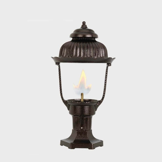 American Gas Lamp Works Heritage 1700R 12" Timeless Black Residential Pier Mount Aluminum Natural Gas Lamp With Dual Inverted Gas Mantle Light Assembly, Clear Glass Globe and Universal Finial
