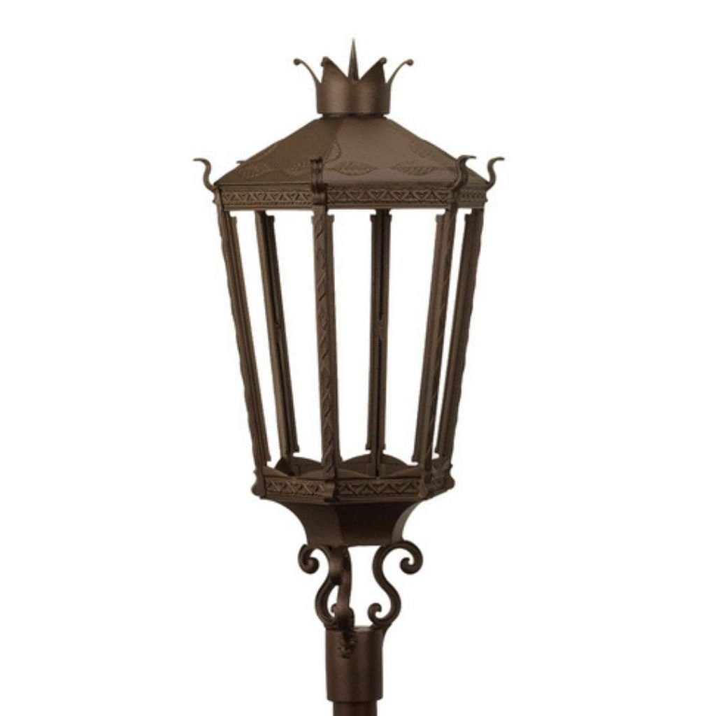 American Gas Lamp Works Kronberg 9000H 22" Timeless Black Estate Post Mount Aluminum Natural Gas Lamp With Dual Inverted Gas Mantle Light Assembly, Flat Tempered Glass Panes and Universal Finial