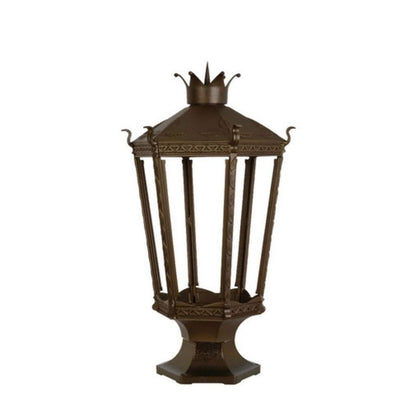 American Gas Lamp Works Kronberg 9000R 22" Timeless Black Estate Pier Mount Aluminum Natural Gas Lamp With Dual Inverted Gas Mantle Light Assembly, Flat Tempered Glass Panes and Universal Finial