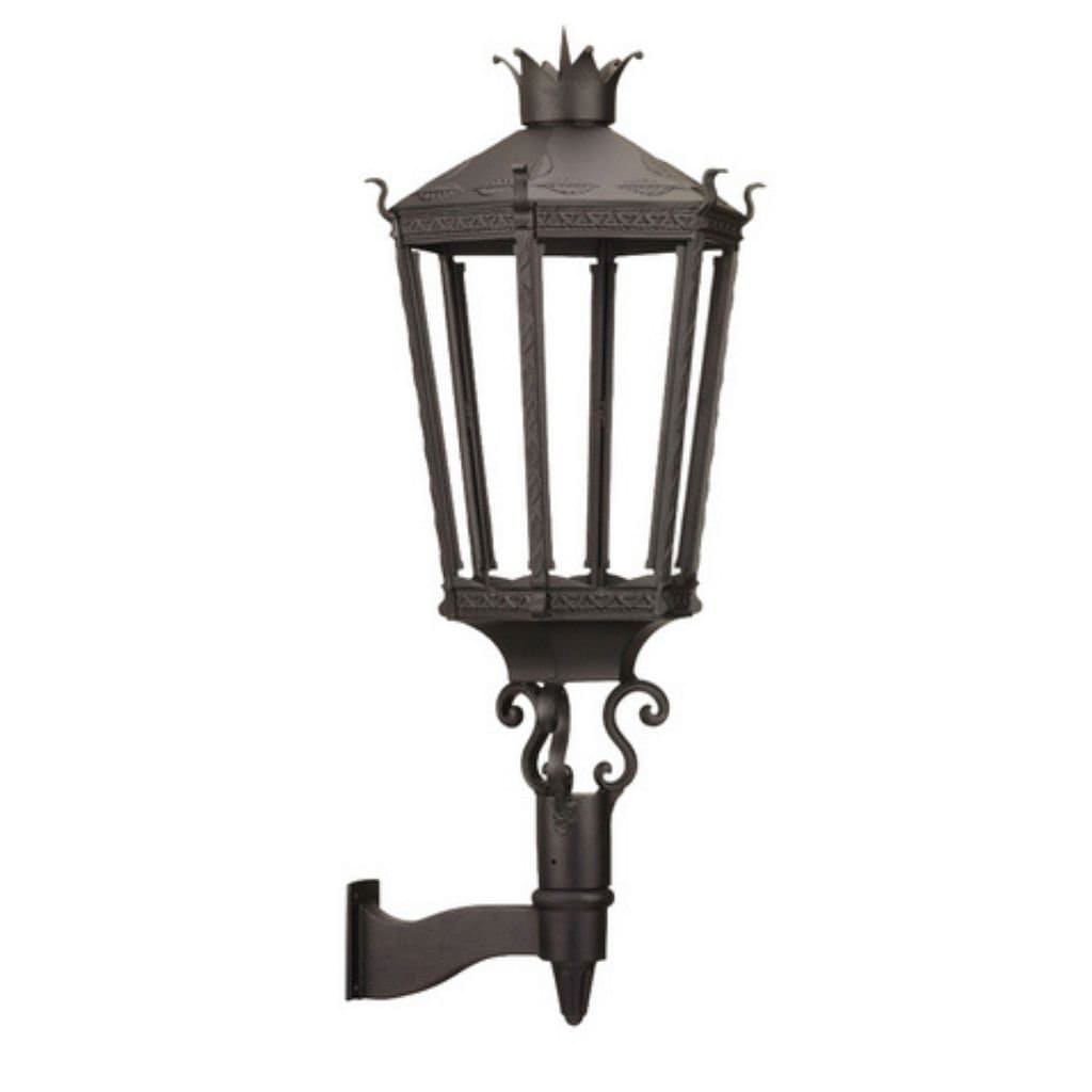 American Gas Lamp Works Kronberg 9000W 22" Timeless Black Estate Wall Mount Aluminum Natural Gas Lamp With Dual Inverted Gas Mantle Light Assembly, Flat Tempered Glass Panes and Universal Finial