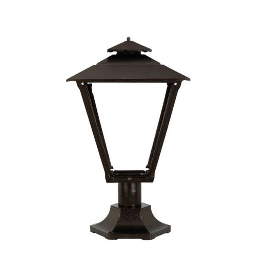 American Gas Lamp Works Old Allegheny 3701R 19" Mid-Size Timeless Black Pier Mount Aluminum Natural Gas Lamp With Dual Inverted Gas Mantle Light Assembly, Flat Tempered Glass Panes and Universal Finial