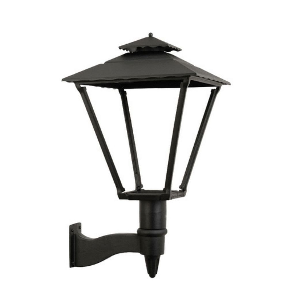 American Gas Lamp Works Old Allegheny 3701W 21" Mid-Size Timeless Black Wall Mount Aluminum Natural Gas Lamp With Dual Inverted Gas Mantle Light Assembly, Flat Tempered Glass Panes and Universal Finial