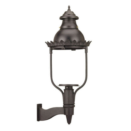 American Gas Lamp Works Victorian 4200W 21" Mid-Size Timeless Black Wall Mount Aluminum Natural Gas Lamp With Dual Inverted Gas Mantle Light Assembly, Clear Glass Globe, Spun Aluminum Ventilator and Milk Glass Dome