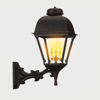 American Gas Lamp Works Washington 2000W 17" Timeless Black Residential Wall Mount Aluminum Natural Gas Lamp With Dual Inverted Gas Mantle Light Assembly, Flat Tempered Glass Panes and Universal Finial