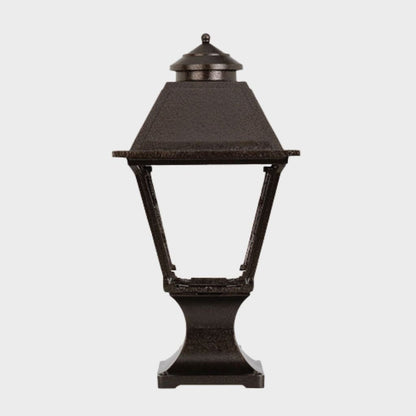 American Gas Lamp Works Westmoreland 2300R 11" Timeless Black Residential Pier Mount Aluminum Natural Gas Lamp With Dual Inverted Gas Mantle Light Assembly, Flat Tempered Glass Panes and Universal Finial