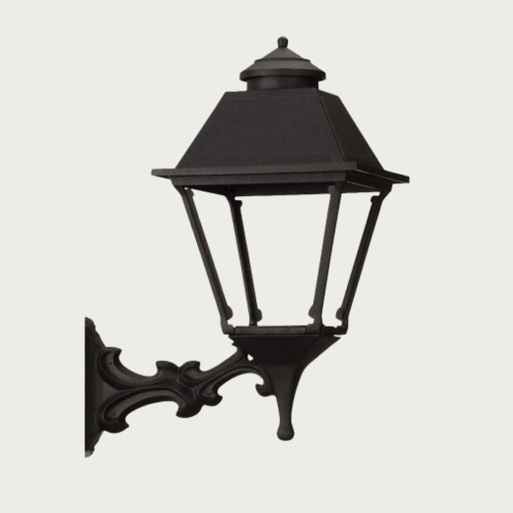 American Gas Lamp Works Westmoreland 2300W 17" Timeless Black Residential Wall Mount Aluminum Natural Gas Lamp With Dual Inverted Gas Mantle Light Assembly, Flat Tempered Glass Panes and Universal Finial