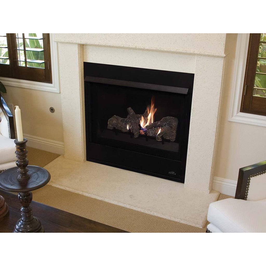 Astria Aries 33" Top Vent Traditional Direct-Vent Gas Fireplace with Log Set and Grate