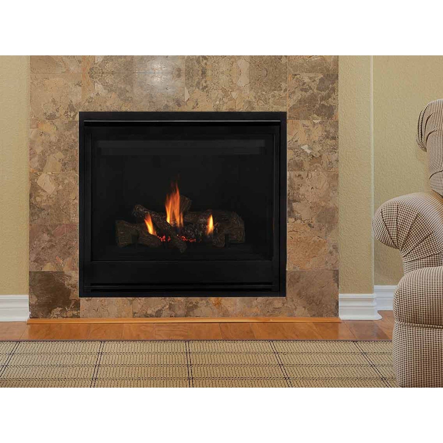 Astria Aries 35" Rear Vent Traditional Direct-Vent Electronic Gas Fireplace with Log Set and Grate - Natural Gas