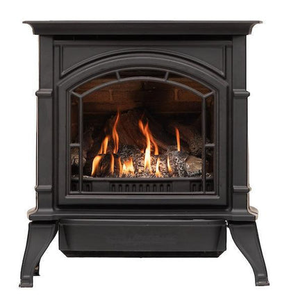 Breckwell BH23 26" Black Finish Freestanding Proflame 2, Direct Vent Cast Iron Stove With Logs