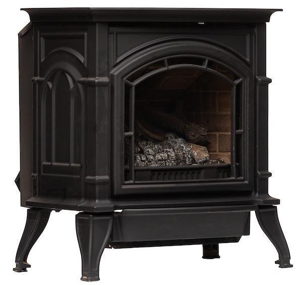 Breckwell BH23 26" Black Finish Freestanding Proflame 2, Direct Vent Cast Iron Stove With Logs