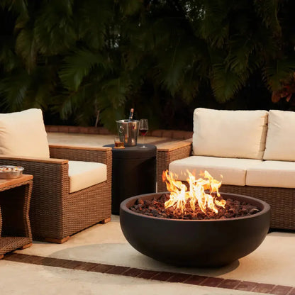 Blaze 38" Round Concrete Natural Gas Fire Bowl