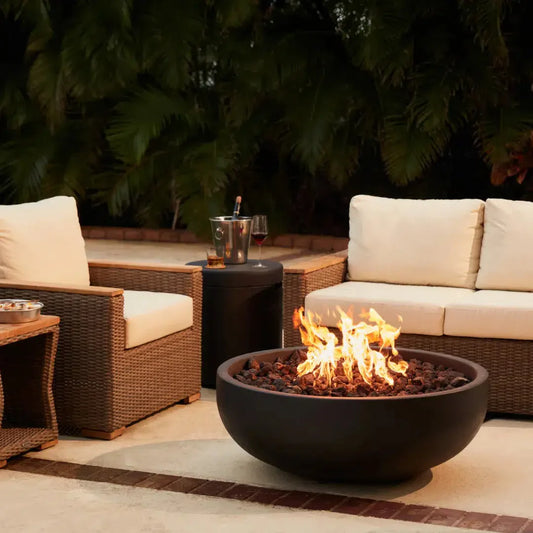 Blaze 38" Round Concrete Natural Gas Fire Bowl