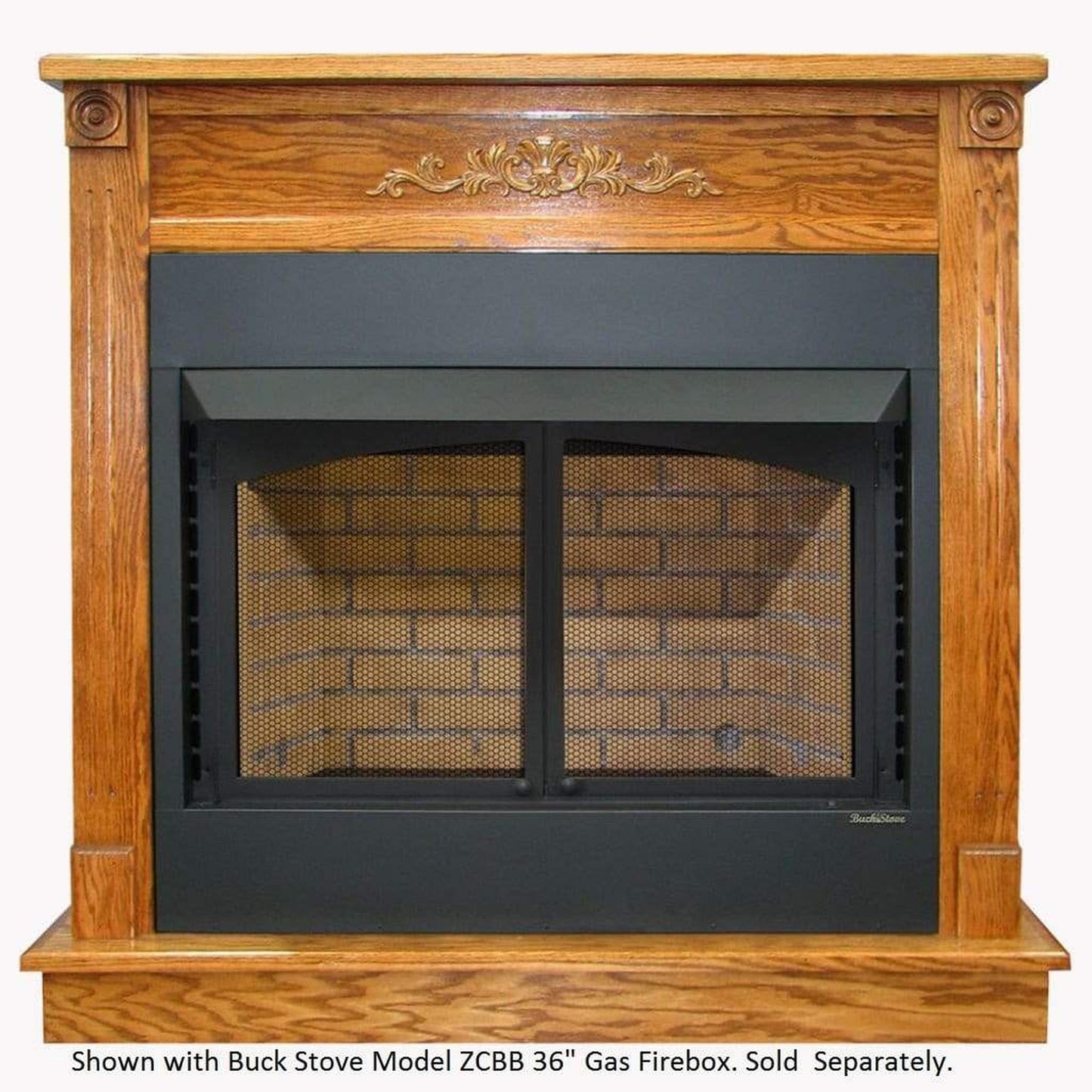 Buck Stove Deluxe Standard Dark Oak Corner Mantel for 36" ZCBB Model Gas Stoves and Fireboxes
