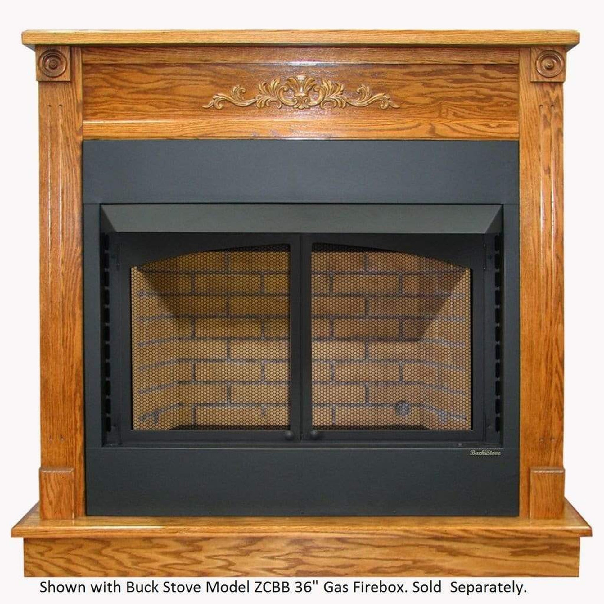 Buck Stove Deluxe Standard Dark Oak Corner Mantel for 36" ZCBB Model Gas Stoves and Fireboxes