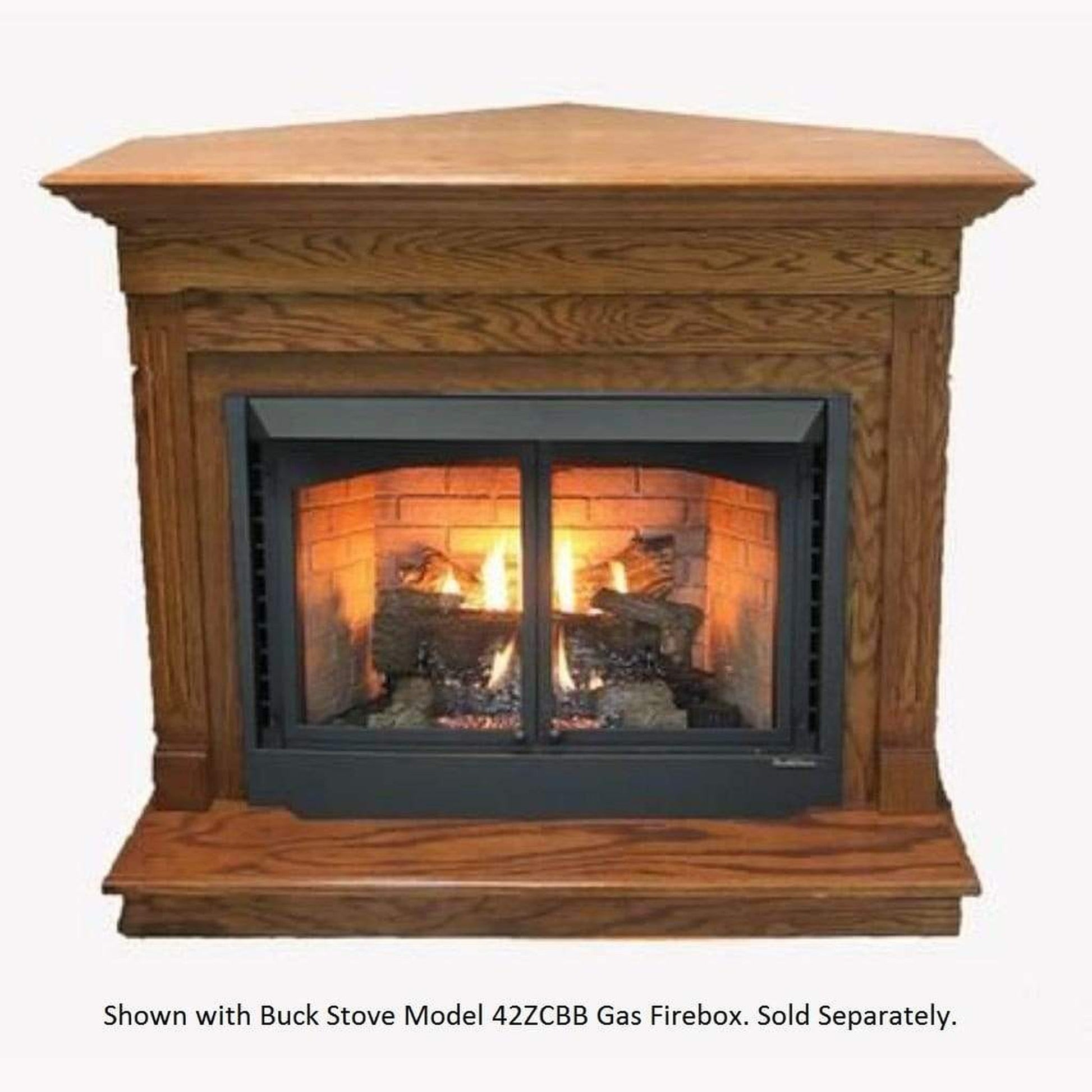 Buck Stove Deluxe Standard Dark Oak Corner Mantel for 36" ZCBB Model Gas Stoves and Fireboxes