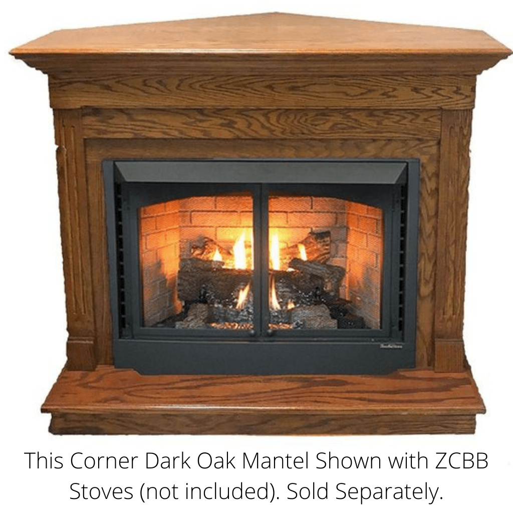 Buck Stove Standard Corner Dark Oak Mantel for ZCBB Stoves