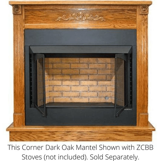 Buck Stove Standard Corner Dark Oak Mantel for ZCBB Stoves