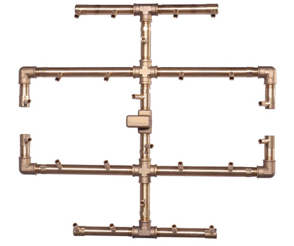 Warming Trends Original CFB290 290K BTU Natural Gas Crossfire Brass Burner With Waterstop, 36" Square Plate & Double Flex Line Kit