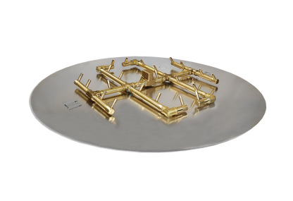 Warming Trends Original CFB290 290K BTU Natural Gas Crossfire Brass Burner With Waterstop, 36" Square Plate & Double Flex Line Kit