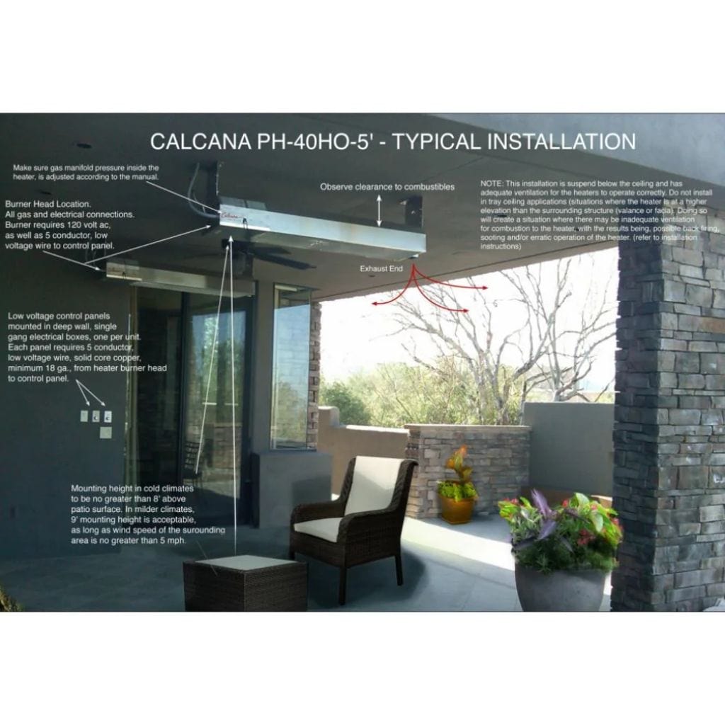 Calcana High Output Series 10' Marine Grade Stainless Steel Propane Gas Patio Heater