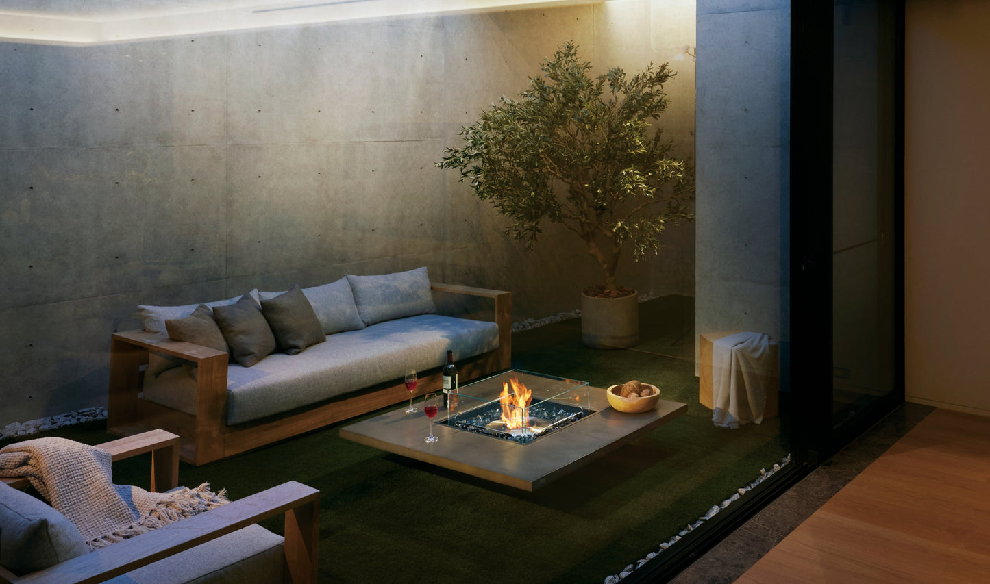 EcoSmart Fire Vertigo 50" Bone Freestanding Outdoor Fire Table with Black Burner by MAD Design Group