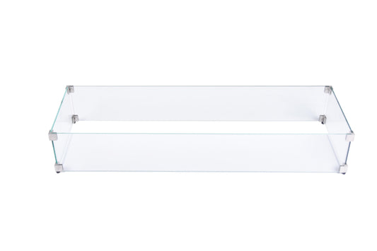 Elementi 17" Rectangle Clear Tempered Glass Table Wind Screen for Andes Fire Table