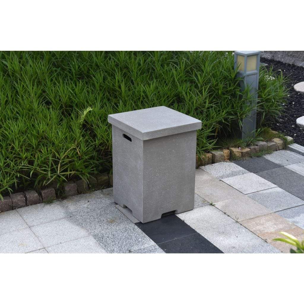 Elementi 18" Square Light Gray Concrete Liquid Propane Tank Cover with Top Removable (ONB01-105)