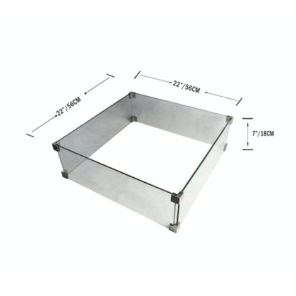 Elementi 22" Square Clear Tempered Glass Table Wind Screen for Manhattan Fire Table