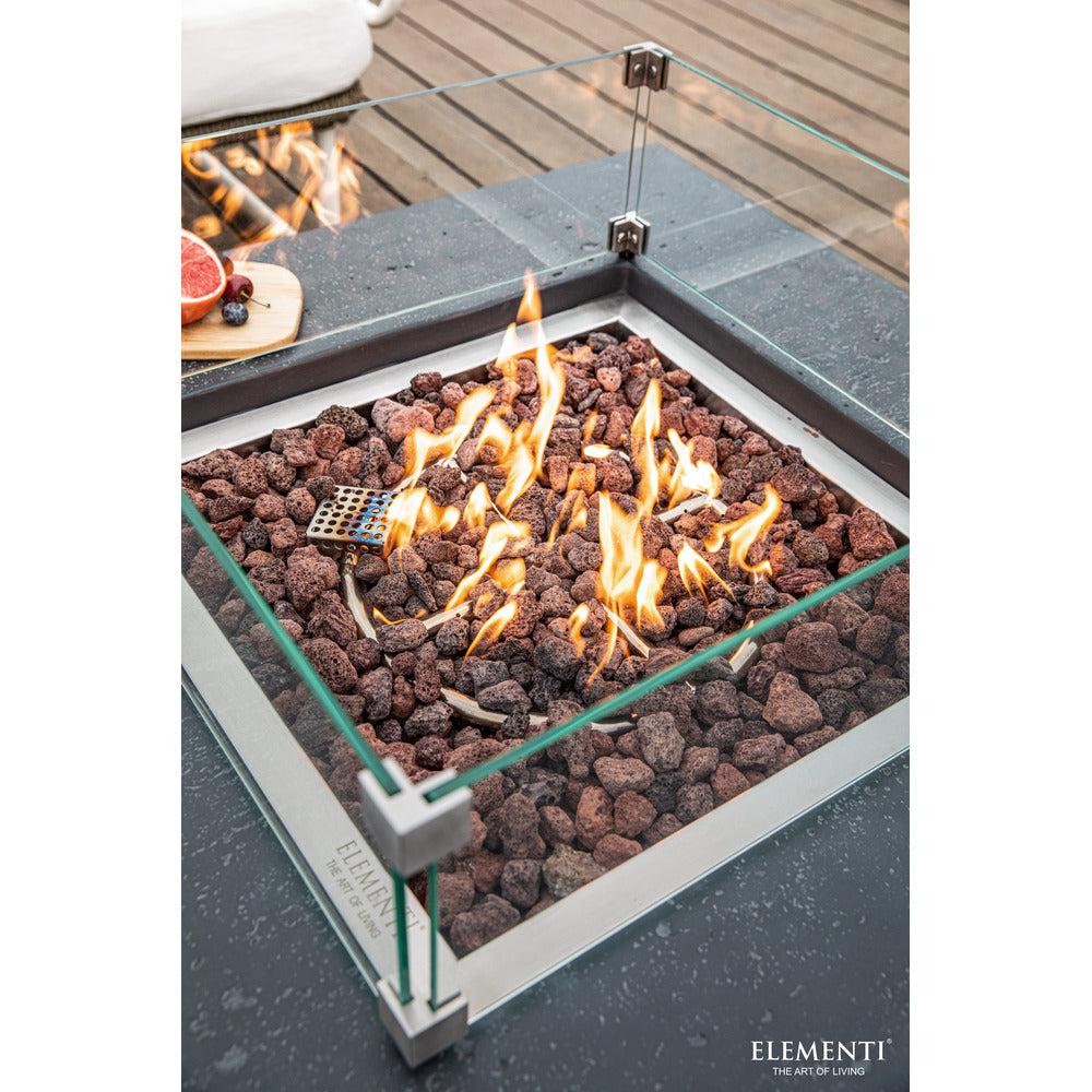 Elementi 36" Dark Gray Manhattan Concrete Square Gas Fire Pit Table