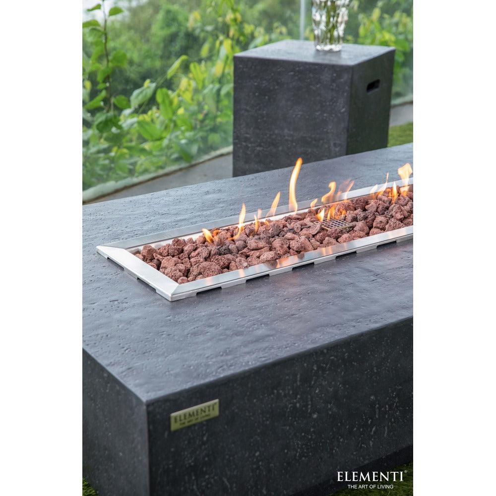 Elementi 56" Dark Gray Hampton Rectangular Outdoor Gas Firepit Dining Table