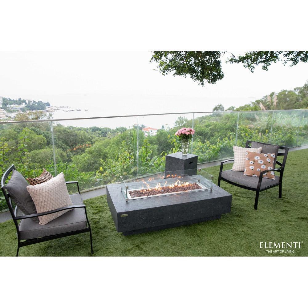 Elementi 56" Dark Gray Hampton Rectangular Outdoor Gas Firepit Dining Table