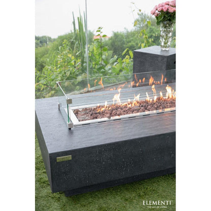 Elementi 56" Dark Gray Hampton Rectangular Outdoor Gas Firepit Dining Table