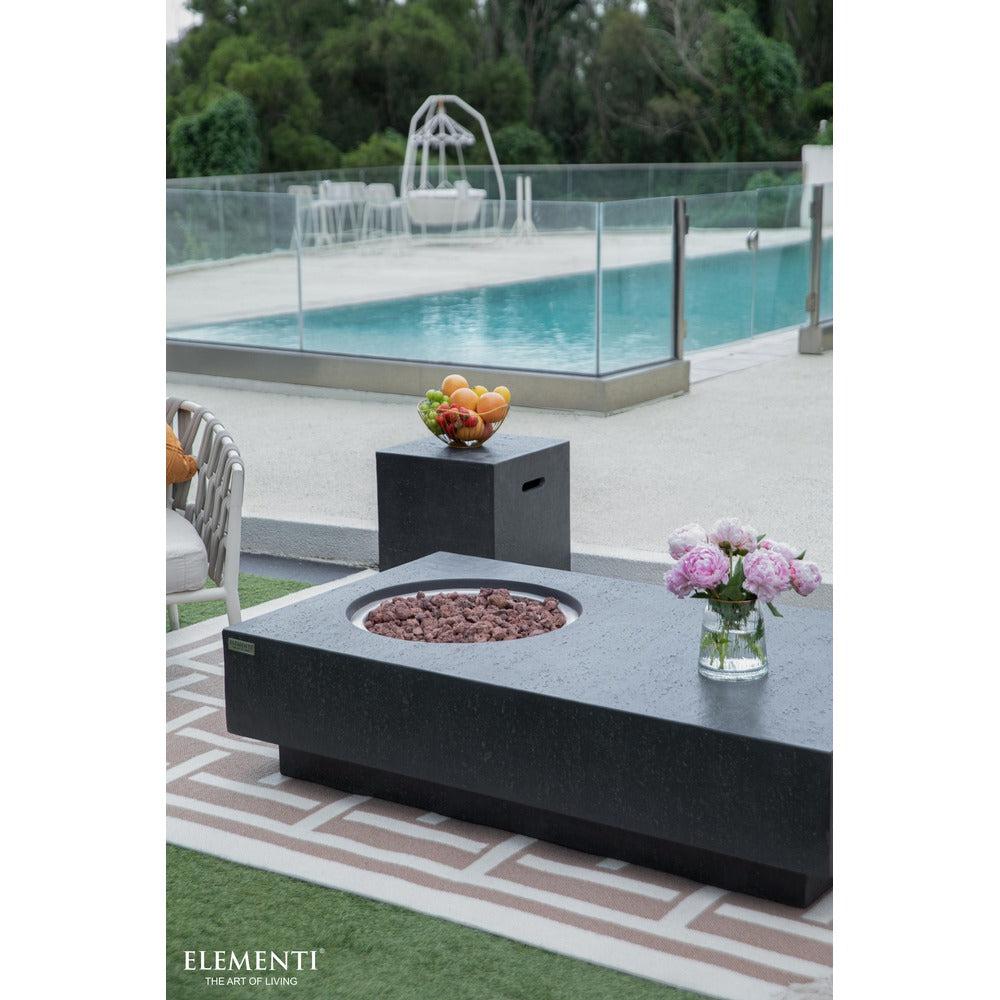 Elementi 56" Dark Gray Metropolis Concrete Gas Firepit Dining Table