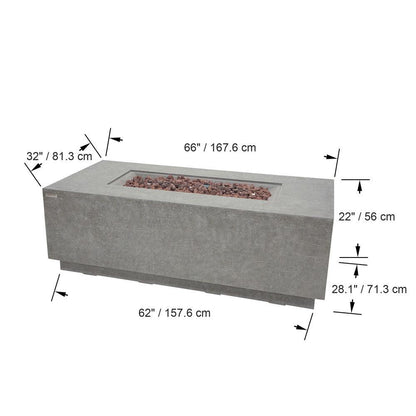 Elementi Andes 32" Rectangle Light Grey Concrete Propane Fire Table