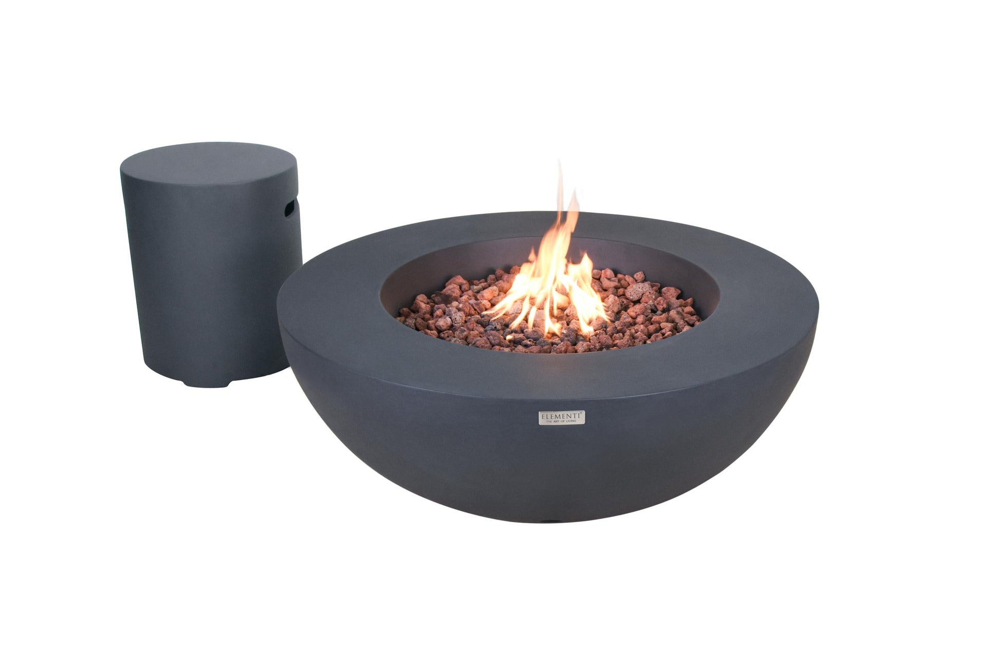 Elementi Fire 42" Dark Gray Contemporary Lunar Bowl Gas Fire Table