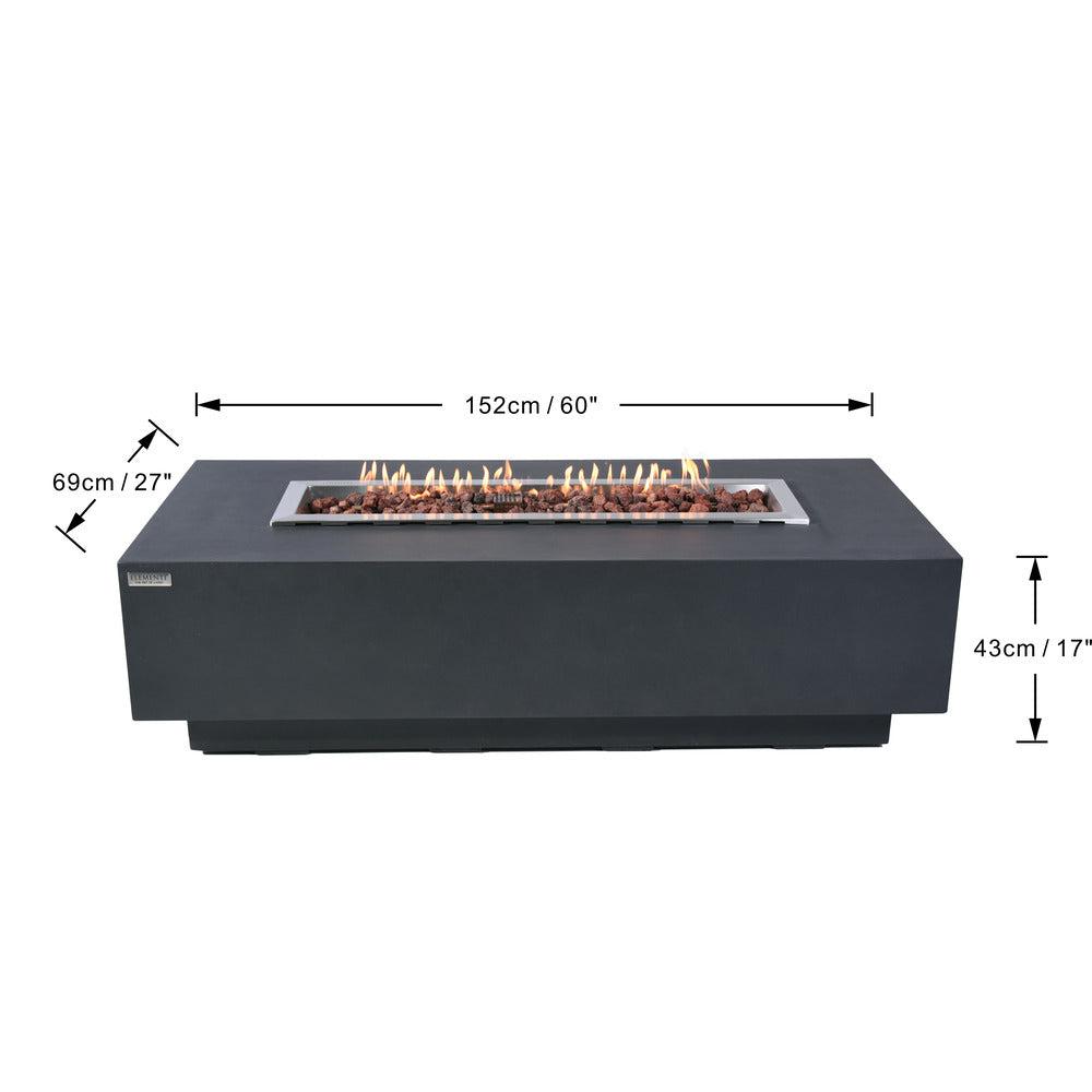 Elementi Granville 27" Rectangle Dark Gray Concrete Liquid Propane Fire Table
