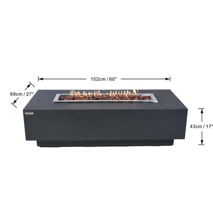 Elementi Granville 27" Rectangle Dark Gray Concrete Liquid Propane Fire Table