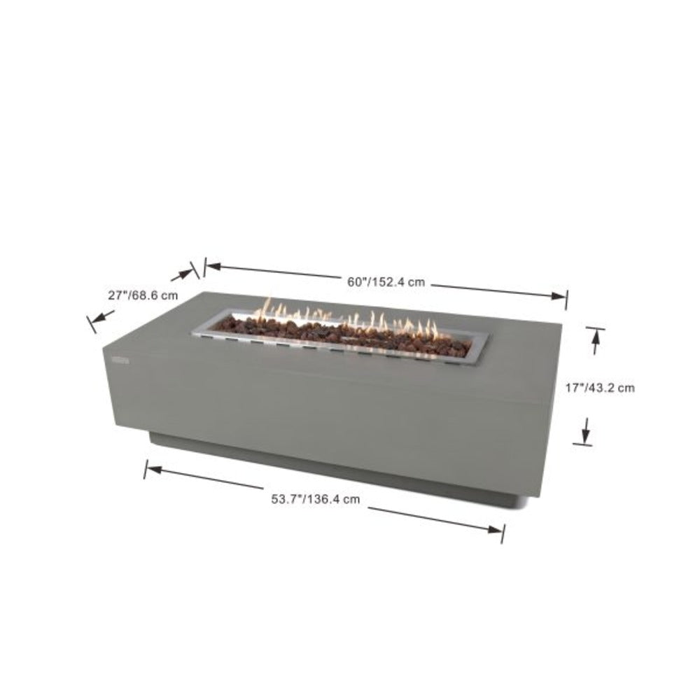 Elementi Granville 27" Rectangle Light Gray Concrete Liquid Propane Fire Table
