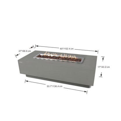 Elementi Granville 27" Rectangle Light Gray Concrete Liquid Propane Fire Table