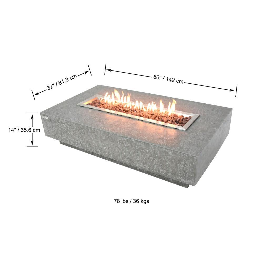 Elementi Hampton 32" Rectangle Light Gray Concrete Liquid Propane Fire Table