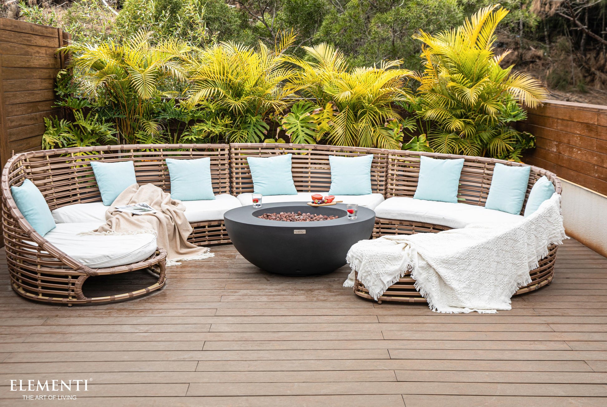 Elementi Lunar Bowl 42" Round Dark Gray Concrete Liquid Propane Fire Table