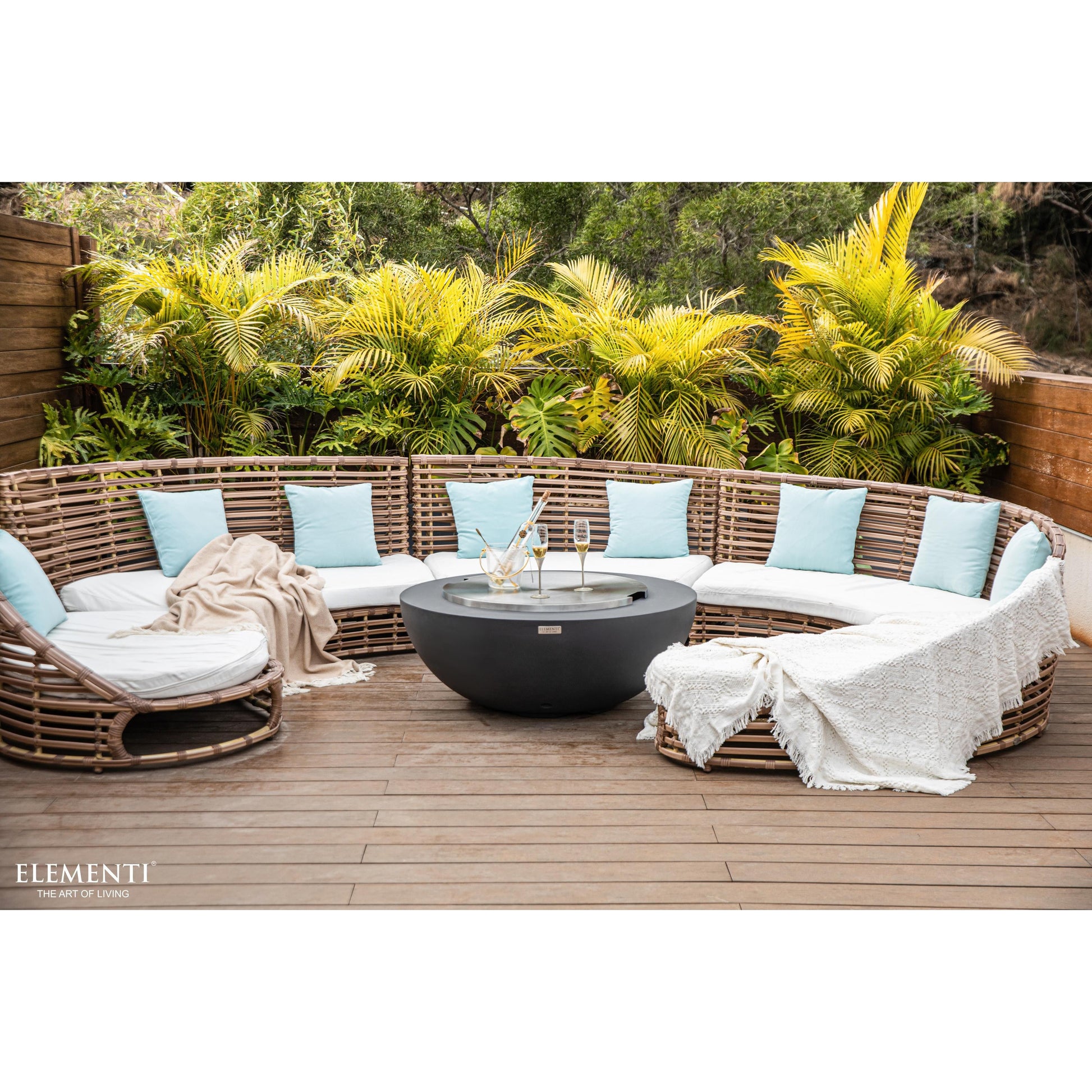 Elementi Lunar Bowl 42" Round Dark Gray Concrete Natural Gas Fire Table