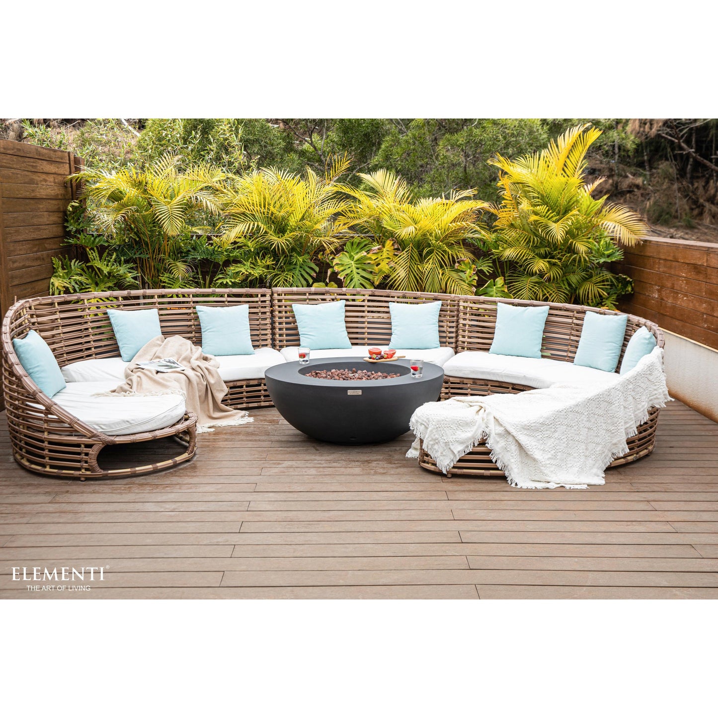 Elementi Lunar Bowl 42" Round Dark Gray Concrete Natural Gas Fire Table