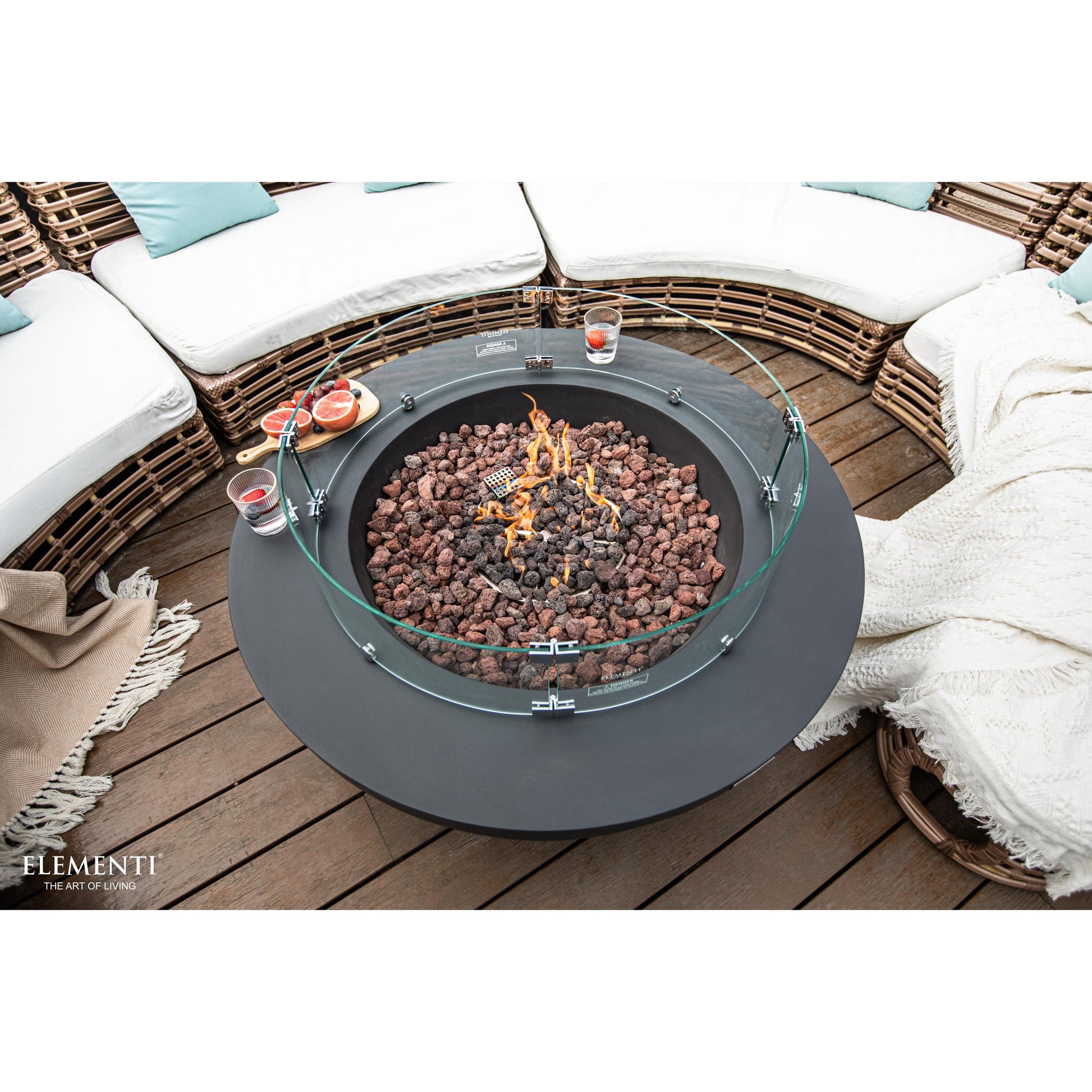 Elementi Lunar Bowl 42" Round Dark Gray Concrete Natural Gas Fire Table