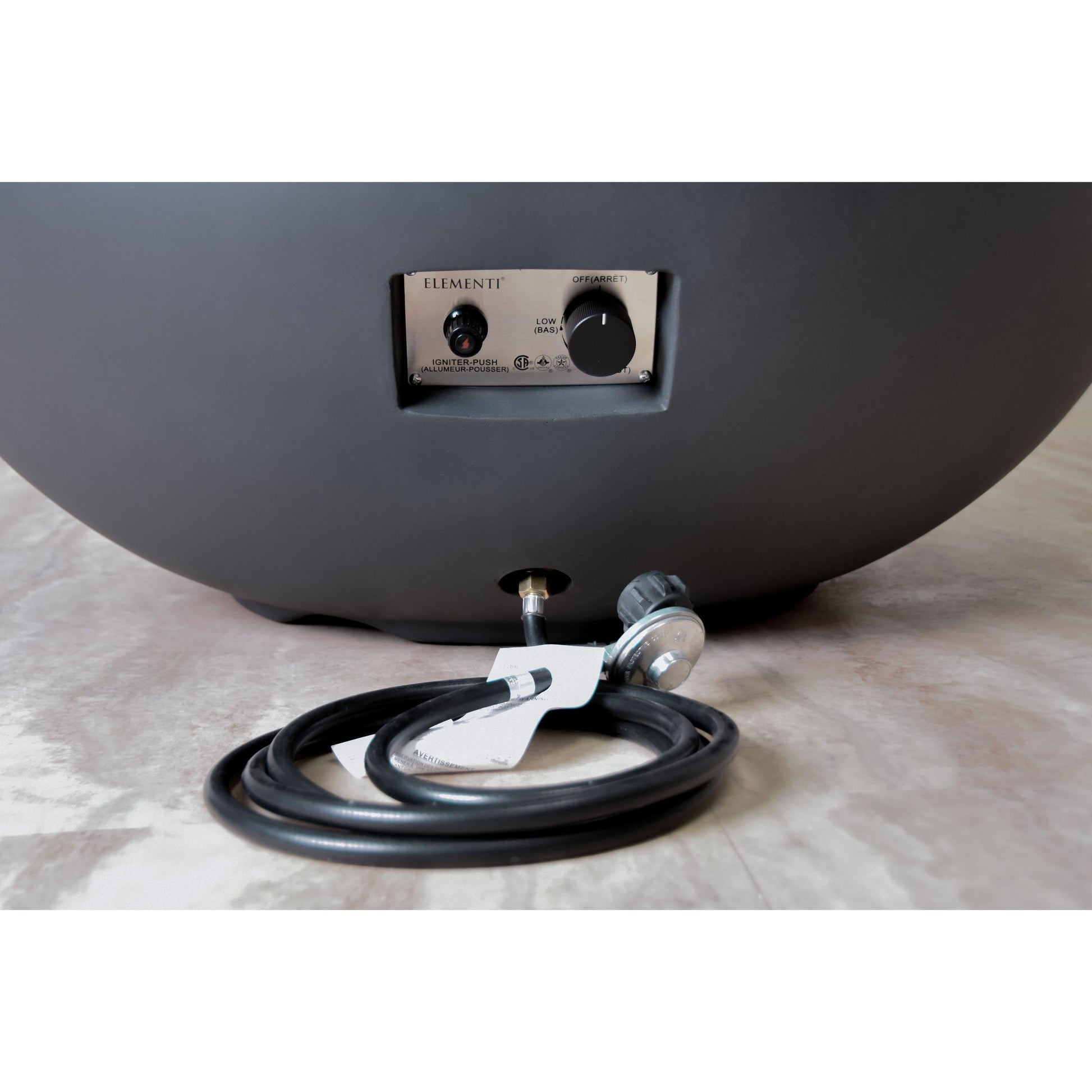 Elementi Lunar Bowl 42" Round Dark Gray Concrete Natural Gas Fire Table
