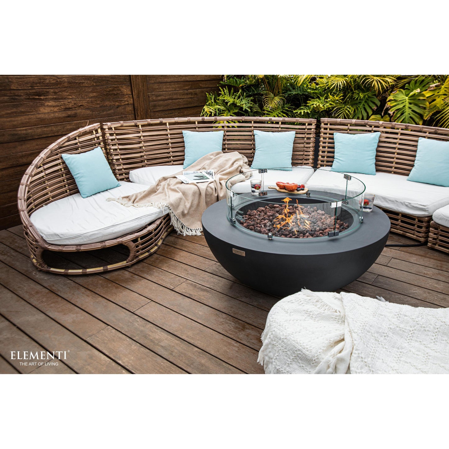 Elementi Lunar Bowl 42" Round Dark Gray Concrete Natural Gas Fire Table