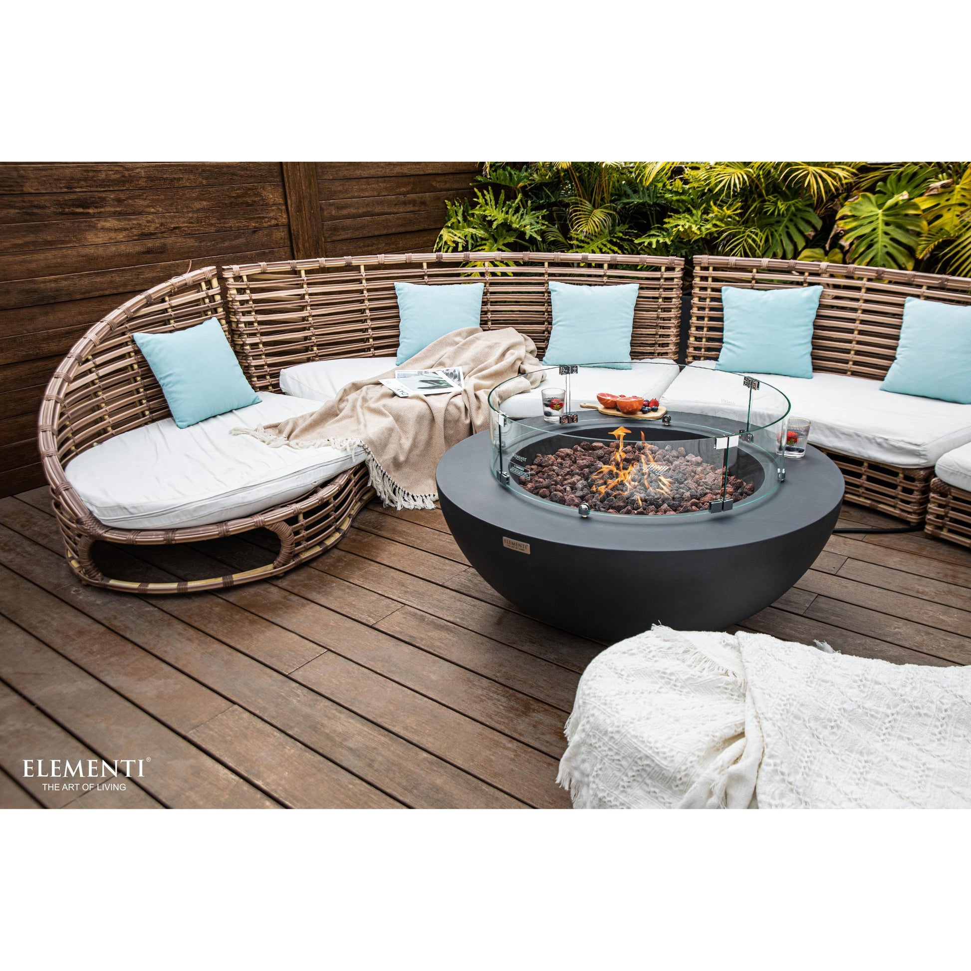 Elementi Lunar Bowl 42" Round Dark Gray Concrete Natural Gas Fire Table