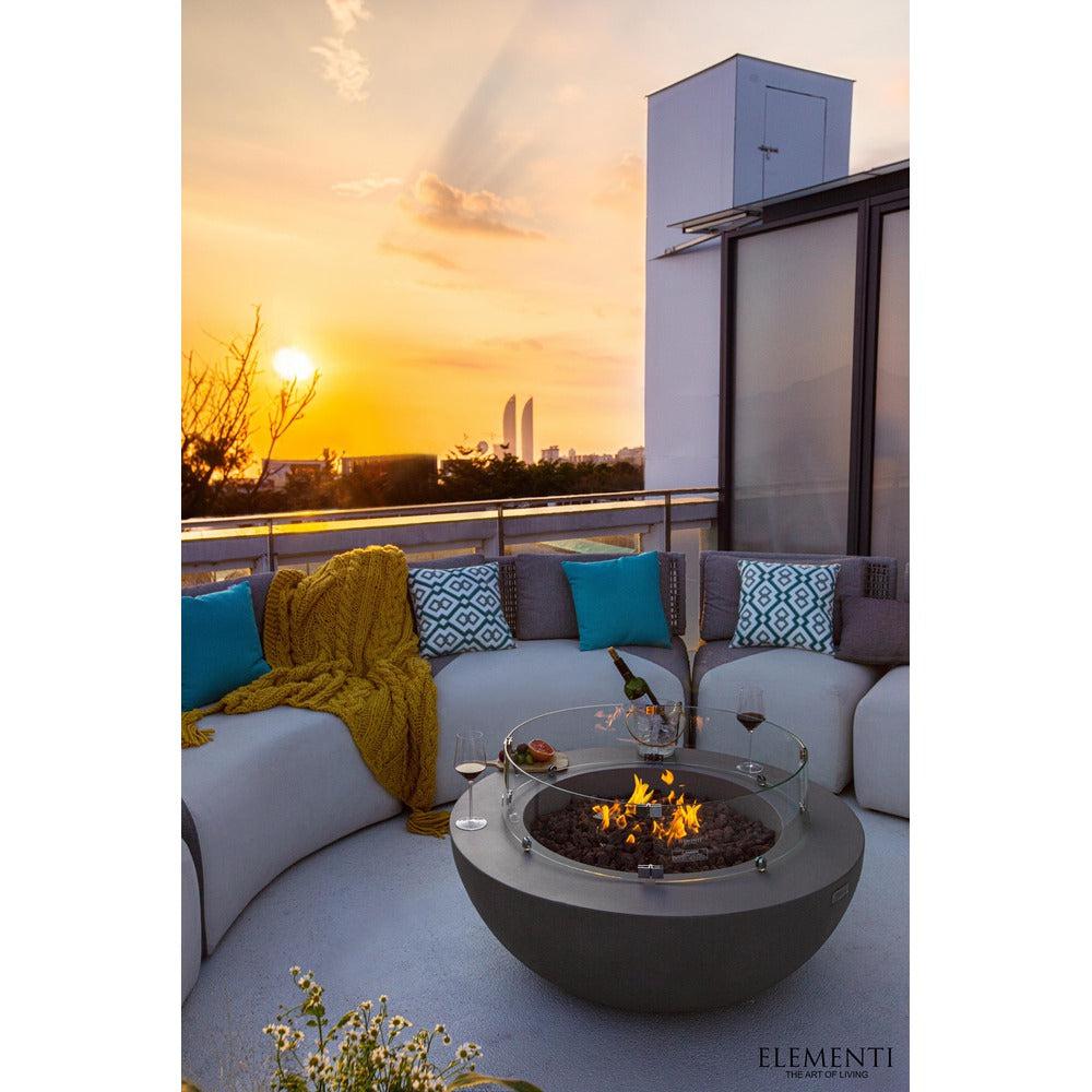 Elementi Lunar Bowl 42" Round Light Gray Concrete Natural Gas Fire Table