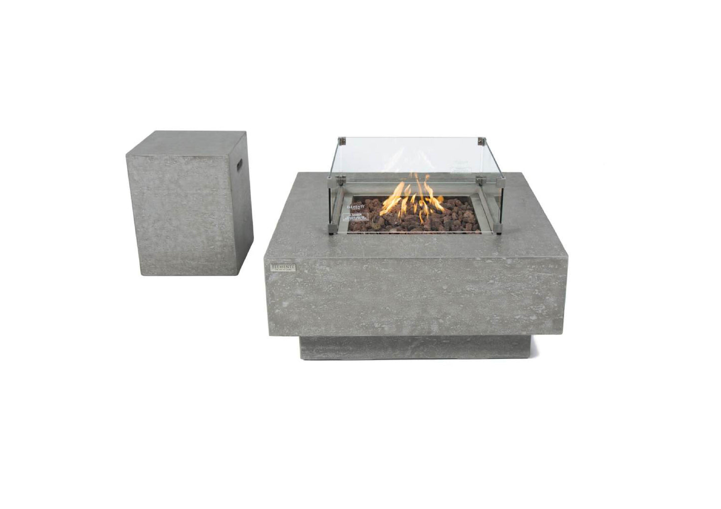 Elementi Manhattan 36" Square Light Gray Concrete Liquid Propane Fire Table